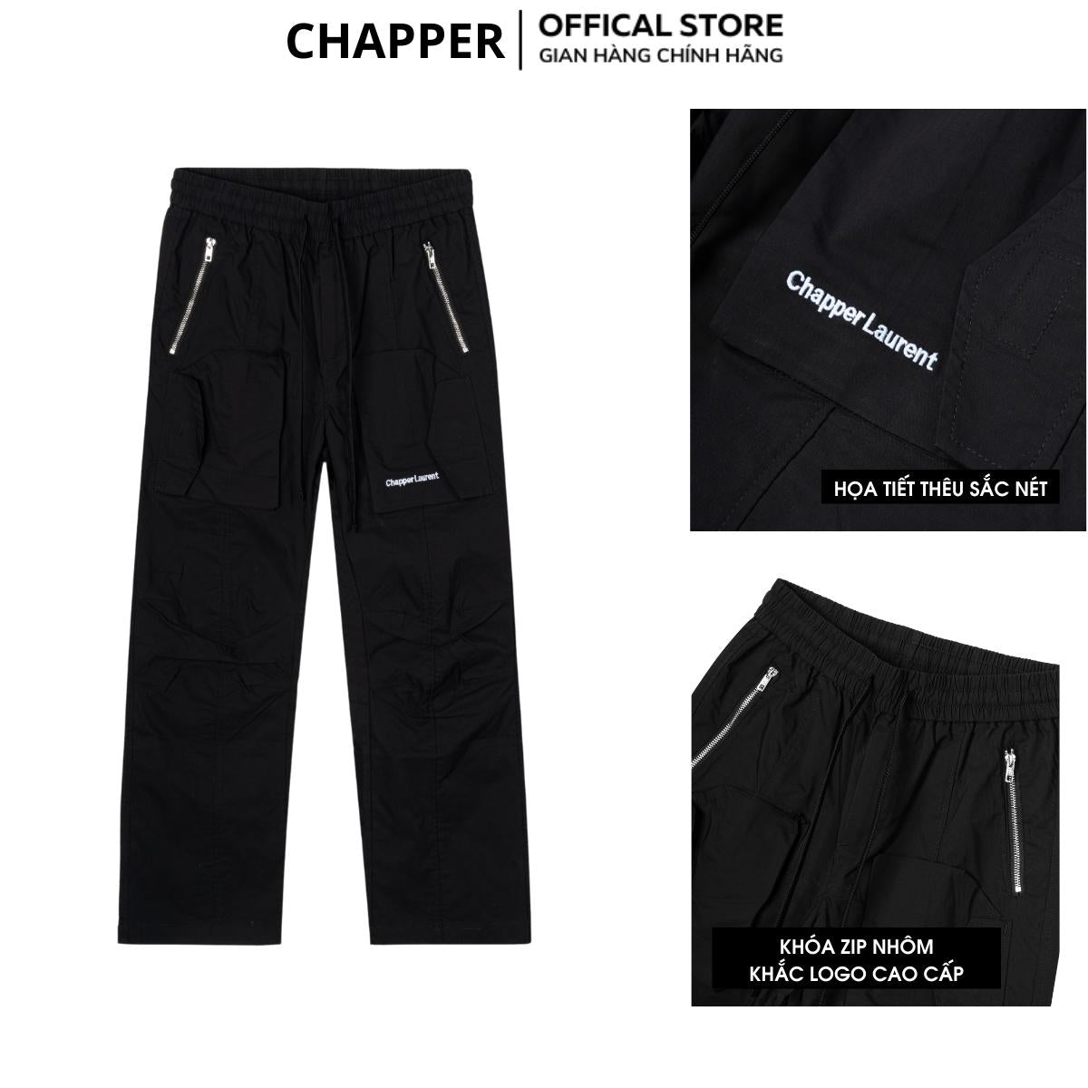 Quần dài nam CHAPPER chất liệu gió vân chìm cao cấp hoạ tiết kẻ ô thêu logo - QCP009