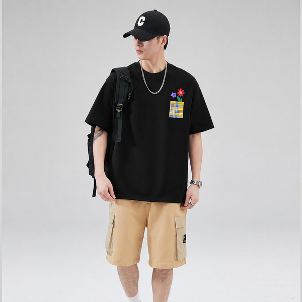 Áo thun nam nữ CHAPPER túi thêu hoa, định lượng 280gsm thoáng mát, form unisex - APCP041