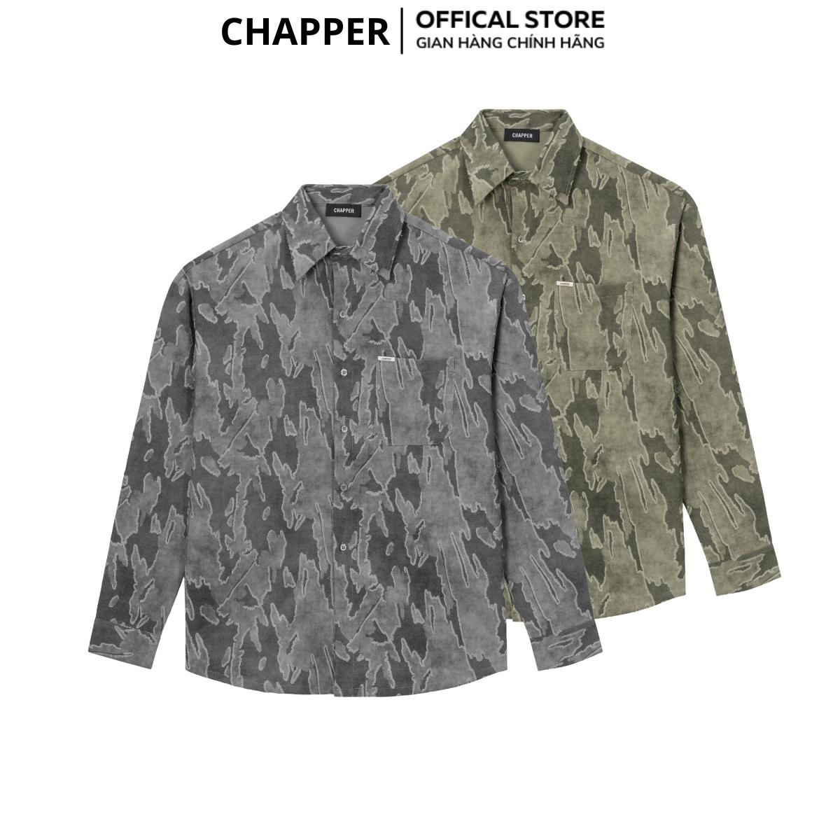 Áo sơ mi nam CHAPPER, vải dệt cao cấp hiệu ứng rách loang bụi bặm chính hãng - SMCP006