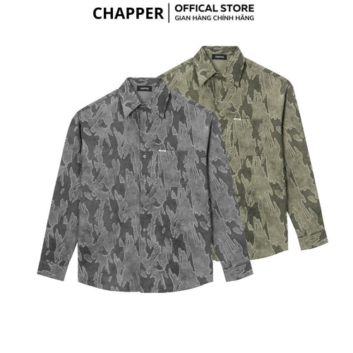 Áo sơ mi nam CHAPPER, vải dệt cao cấp hiệu ứng rách loang bụi bặm chính hãng - SMCP006