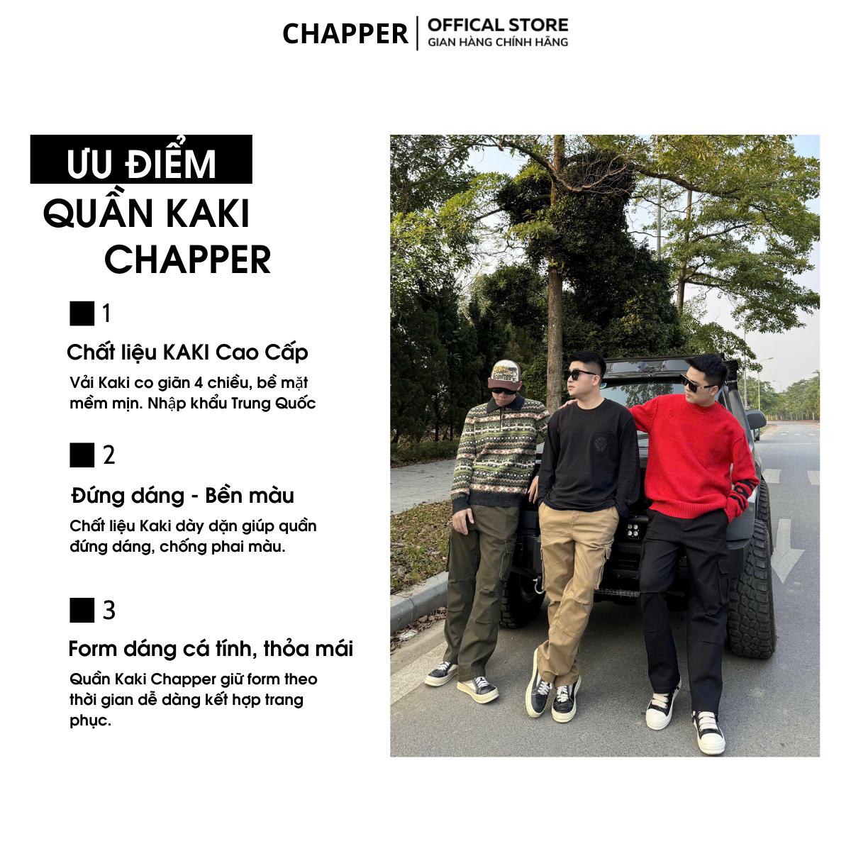 Quần dài nam CHAPPER chất kaki cao cấp co giãn 4 chiều, túi hộp 2 bên - QCP010