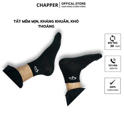 Tất nam nữ cổ trung CHAPPER cao cấp 3 màu kháng khuẩn khử mùi – TCP001