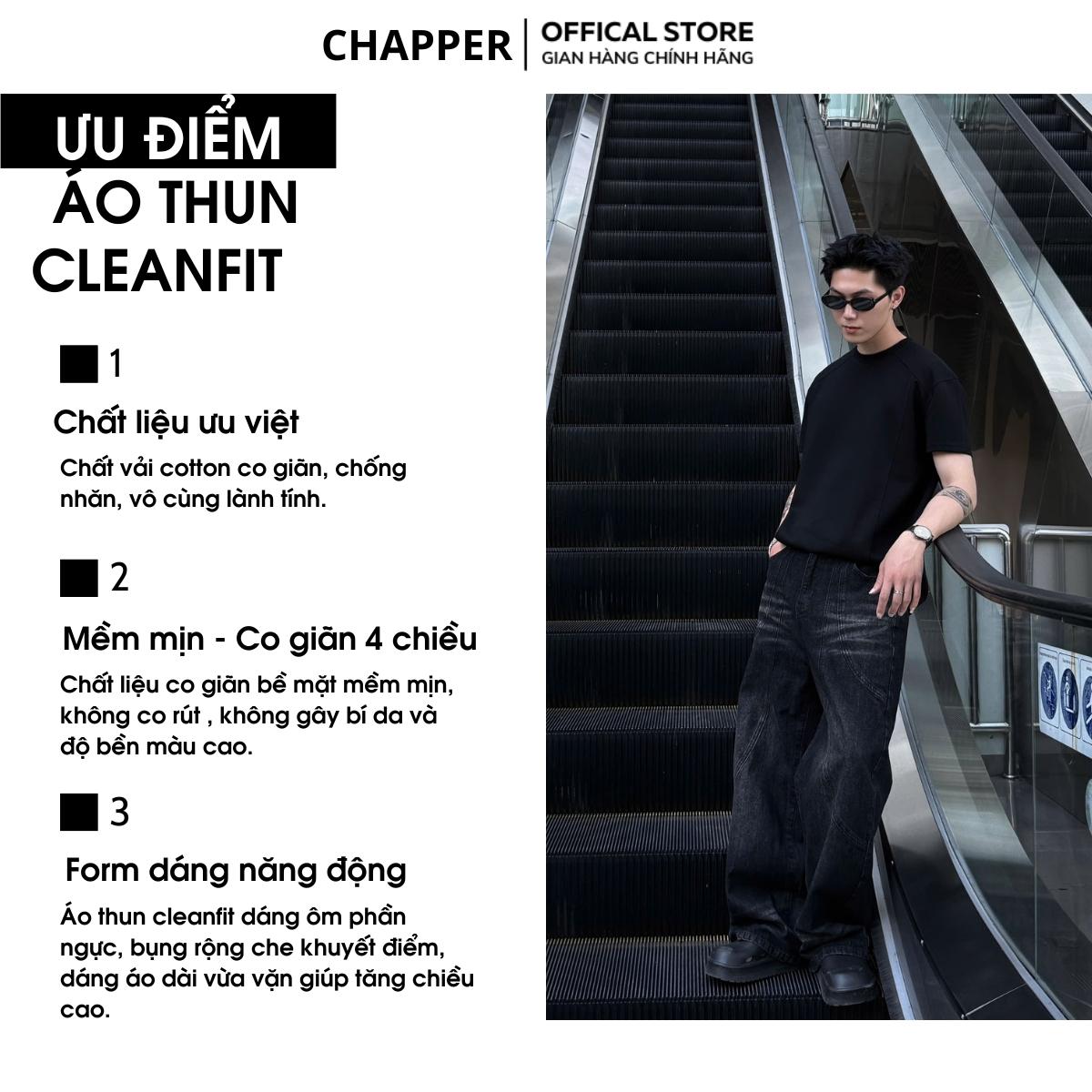 Áo thun CHAPPER định hình thân dáng, cổ tròn form Cleanfit tăng chiều cao nam nữ, co giãn chống nhăn - APCP030