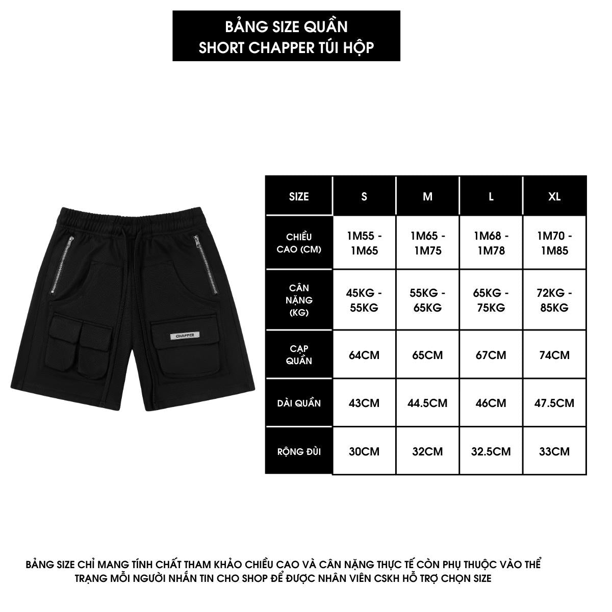 Quần short nam CHAPPER túi hộp chất thể thao cao cấp, dáng trên gối - QSCP005