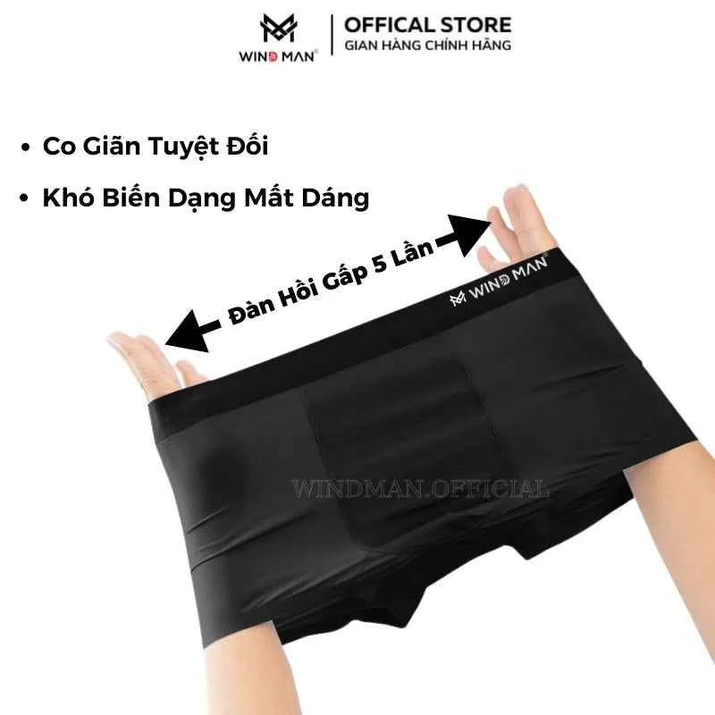 Quần Sịp Nam Boxer Thun Lạnh Windman, Chất Đúc Su Siêu Mỏng Kháng Khuẩn Co Dãn 4 Chiều